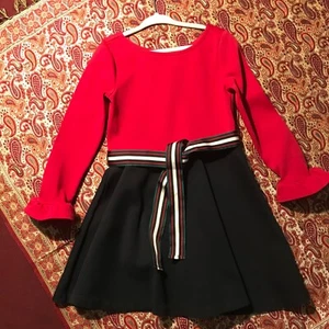 Holiday Polo Ralph Lauren Size 5 Red Black Girls Dress with Signature RL Belt - Picture 1 of 5