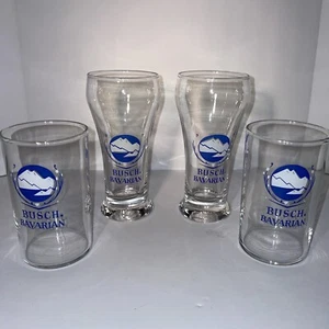 Juego 4 vasos cortos de cerveza Busch Bavarian Beer Mountain vintage y Pilsners años 60 - Imagen 1 de 2