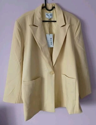 NA-KD Oversized Blazer One Button Yellow Size EU 42 Womens XL - Image 1 of 4