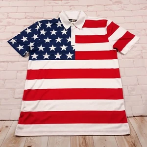 Loudmouth Polo Shirt Mens Medium US Flag Patriot America Red White Blue Golf - Picture 1 of 10