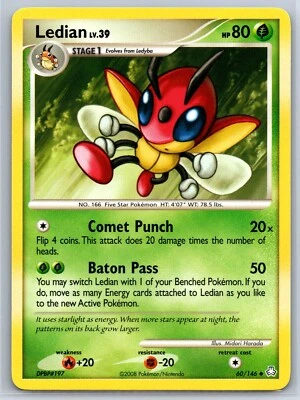 Ledian - DP Great Encounters 60/146 Midori Harada Pokemon Card NM - Image 1 of 2