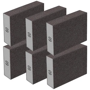 6Pcs Sanding Sponge 60 Grit Sanding Block Washable and Reusable for Wood, Metal, - Picture 1 of 12