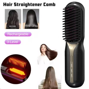 Portable Hair Straightener Brush AntiScald Hair Cordless Hair Straightener Brush - Picture 1 of 15