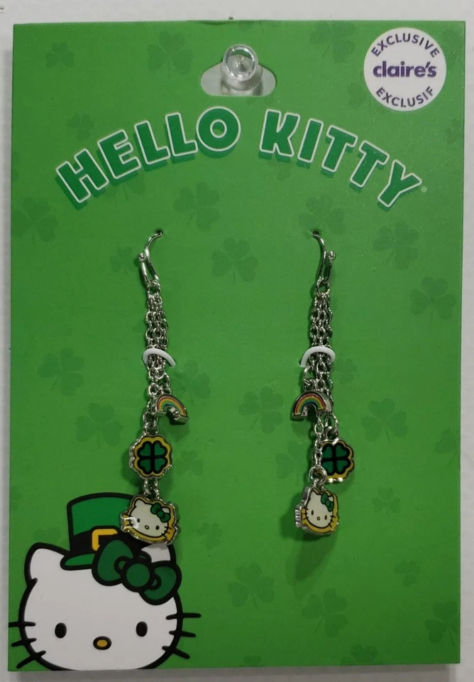 Claire's Hello Kitty St. Patrick's Day 3 Dangle Earrings 1 Bow Green