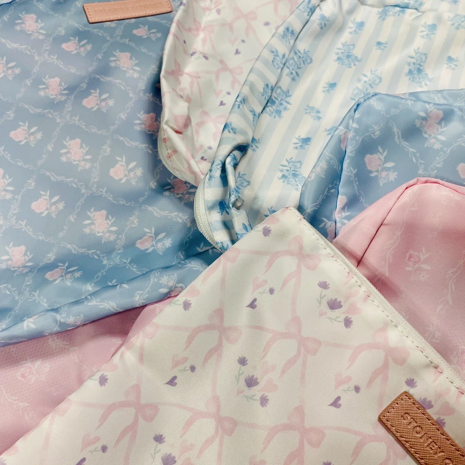 Stoney Clover Lane high Tea Packing Cubes 7pc Set pink blue floral (b10)