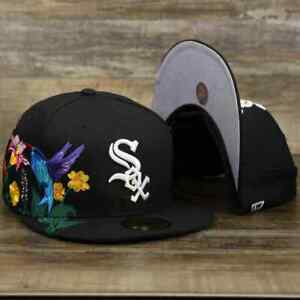 NEW ERA CHICAGO WHITE SOX BLACK CAP Blooming 59FIFTY Fitted MENS HAT FLORAL BIRD