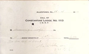 IOOF International Order of Oddfellows Allentown PA 1914 Constantine Lodge 1113 - Picture 1 of 3