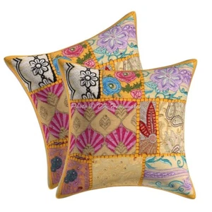 Fundas de almohada tejidas a mano de retazos de piso vintage arte en el hogar coche boho funda de cojín - Imagen 1 de 6