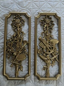 Vintage HOMCO Hollywood Regency 1964 Gold Wall Hangings Art Instruments Bows EUC - Picture 1 of 8