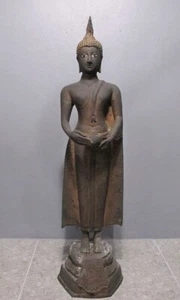 Bronze Statue Buddha carried an alms bowl Posture Figure Sukhothai Style - Picture 1 of 14