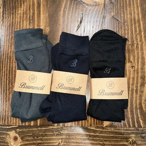 Brummell Adult One Size Cozy Crew Socks 3-Pack - Gray/ Blue/Black NWT - Picture 1 of 8