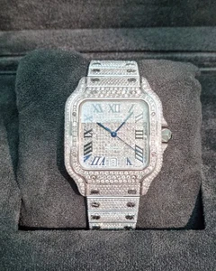 Cartier Santos WSSA0018 set personalizzato lunetta e quadrante diamanti 2016 scatola e documenti - Foto 1 di 9