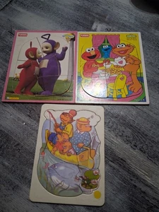 Children's Vintage Playskool Wooden Puzzle Lot of 3 1990s Sesame Street & More  - Picture 1 of 4