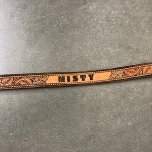 Vintage Womens Western Tooled Leather Belt Name MISTY - Picture 1 of 11
