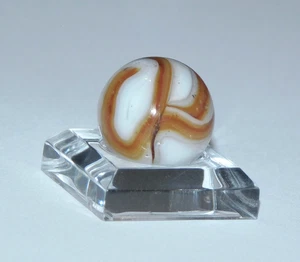 Vintage Marmor Orange Bernstein Weiß Übergang Schlacke Wirbel Pontil NM 0,60" #❤️-37 - Bild 1 von 21