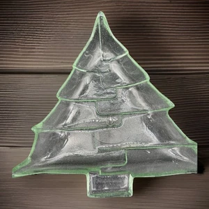 Plato de árbol de Navidad vintage de vidrio verde reciclado colección Martha Stewart - Imagen 1 de 6