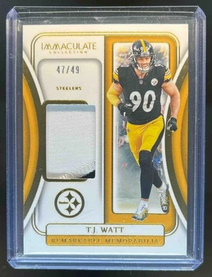 2024 Panini Immaculate T.J. Watt Remarkable Patch #/49 Steelers - Image 1 of 2