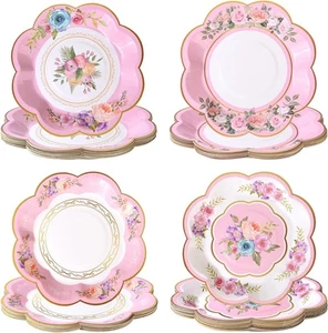 80 Stück Blumen Pappteller Dessert 7 Zoll Blume groß, rosa - Bild 1 von 6