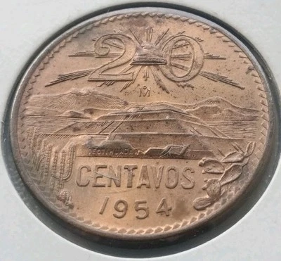 20 centavos México 1954 - BU Foto 1 de 4