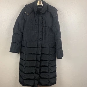 Molodo Daunen Gefüllt Puffer Long Mantel Gr. Medium Schwarz Gesteppt Abnehmbare Kapuze - Bild 1 von 6