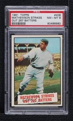 1961 Topps Baseball Thrills Christy Mathewson Strikes Out 267 Bateadores PSA 8 HOF Foto 1 de 2