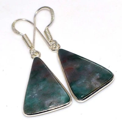 925 镀银血石耳环手工珠宝尺寸 1.6 GW — 第 1/3 张图片