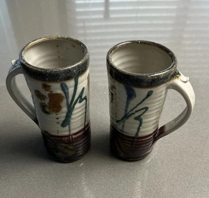 Artisan Pottery Mugs Set of 2 – 7″ Tall Stoneware Coffee Cups Hand Glazed” - Picture 1 of 4