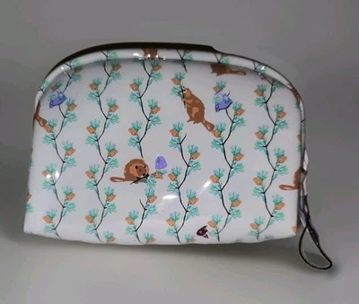 Vera Bradley Mini Cúpula Bolsa de Cosméticos Feliz Travesura Bosque Animal Pino Conos Nuevo Foto 1 de 4