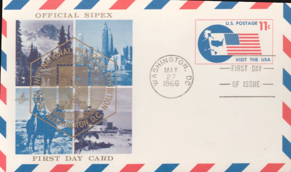 1966 FDC Postal Card- Scott# UXC5 - Art Craft Cachet  UA - Image 1 of 1