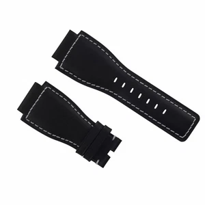 24MM GENUINE LEATHER STRAP SMOOTH BAND FOR BELL & ROSS BR-01-03 WATCH BLACK WS - Picture 1 of 5