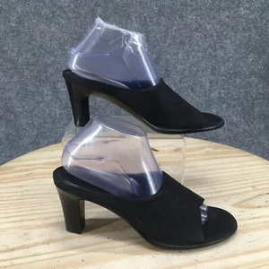 Aerosoles Sandals Womens 9M Slide Black Fabric Slip On Casual Cone Heels 24822-6 - Picture 1 of 17