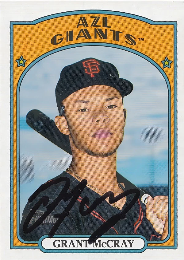 Grant McCray Signed 2021 Topps Heritage Minors Card S.F. Giants #7 Prospect! - Image 1 of 4