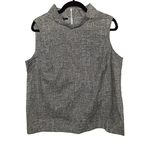 Alfani Womens Blouse Size L Cotton Gray Sleeveless Stretchy Top Career Workwear - Picture 1 of 6