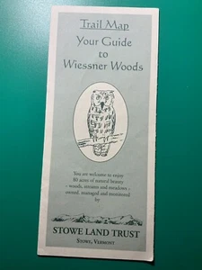 Trail Map Guide to Wiessner Woods Stowe Vermont VT Vintage Brochure - Imagen 1 de 2