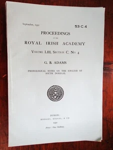 1950 GB Adams. Phonological Notes on the English of South Donegal. - Bild 1 von 1