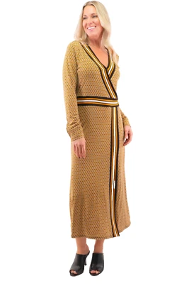 Vestido para mujer Michael Michael Kors caléndula imitación envoltura estampado en bordes talla grande Foto 1 de 4