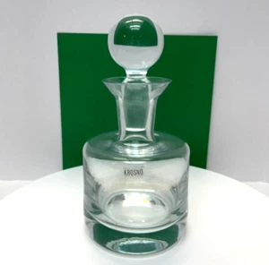 Krosno Polish Clear Crystal Decanter 10" Modern Heavy Glass Whiskey Bottle - Picture 1 of 7