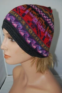 Gorro Inka Maki Alpaca Peruano Sombrero Patrón Reversible Multicolor Una Talla Nuevo con Etiquetas - Imagen 1 de 3