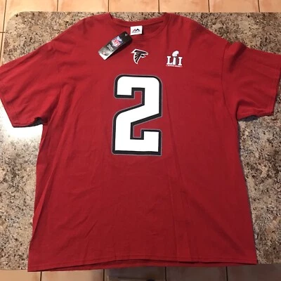 Camiseta masculina Majestic Atlanta Falcons Matt Ryan 2XL vermelha Super Bowl por favor LEIA  - Imagem 1 de 4