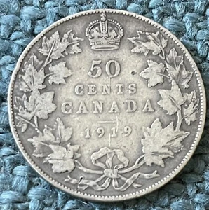 Canada Fifty Cents 1919 Silver Coin KM25 - Picture 1 of 2