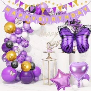 Balloons Garland Women Girls Birthday Decor Baby Party Purple Balloons Arch Kit - Picture 1 of 11