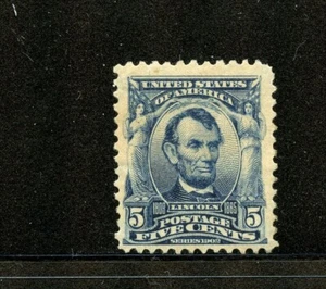 KMC4076-U.S. #304 (U087) Abe Lincoln, 5¢ azul de 1903, MNH, FVF, CV $150,00 - Imagen 1 de 2