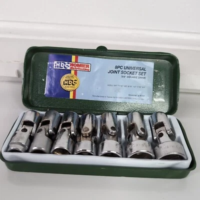 HOMIER 7PC UNIVERSAL JOINT SOCKET SET 3/8" SQUARE DRIVE 6pt 3/8-3/4 - Image 1 of 4