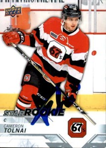 Cameron Cam Tolnai Signed 18/19 Upper Deck CHL Star Rookie card Ottawa 67's