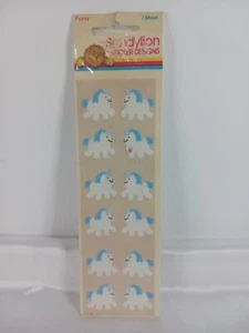 Rare Vintage Sandylion Fuzzy Brown Back  Unicorn Stickers 1 Full Sheet New! - Picture 1 of 4