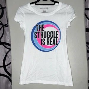Camiseta The Struggle Is Real Mujer Gráfica Manga Corta, Blanca Talla Pequeña 3-5 - Imagen 1 de 6
