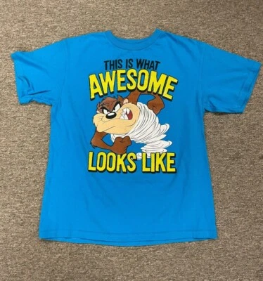 Youth Size 18 Tasmanian Devil Looney Tunes T-Shirt What Awesome Looks Like Taz - Image 1 of 4