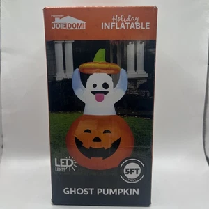 Halloween inflable fantasma calabaza inflable luces LED soportes 5 pies de altura vacaciones - Imagen 1 de 10
