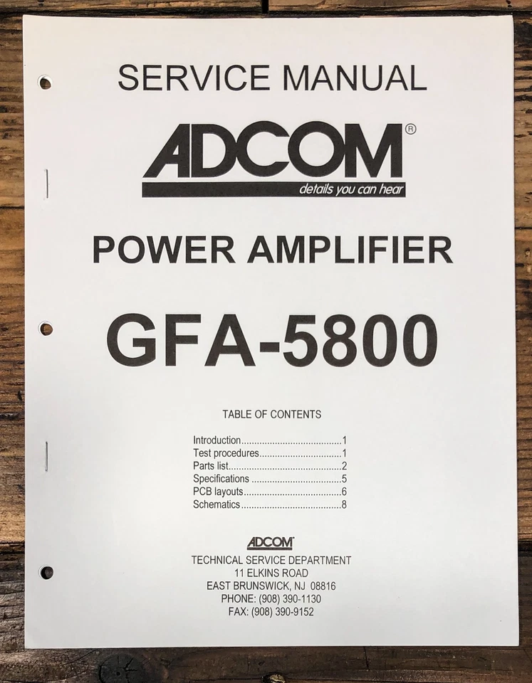 Adcom GFA-5800 Amplifier Service Manual *Original* - Image 1 of 1