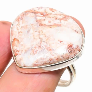 Anillo de plata de ley 925 con piedras preciosas de ópalo pluma natural para tamaño 9,5 P364 - Imagen 1 de 6